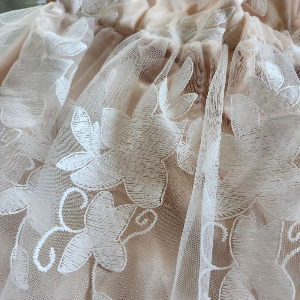 Boho Fairy Whimsical Tulle Flowy Floral Lace Bridal Gown Approximate Size Large - Picture 12 of 15
